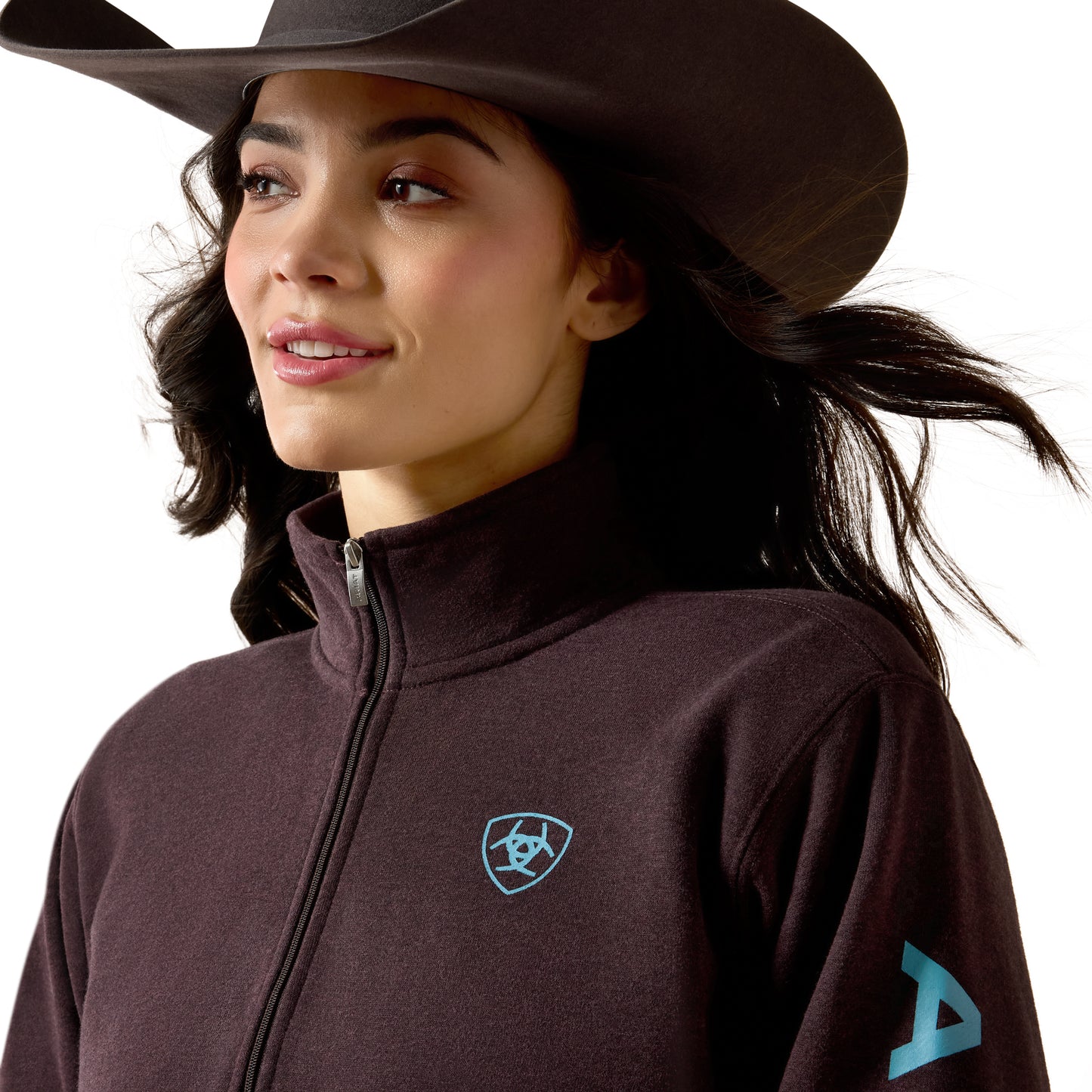 Ariat Women's Foundation Logo 1/2 Zip Sweatshirt - Chocolate Plum Heather