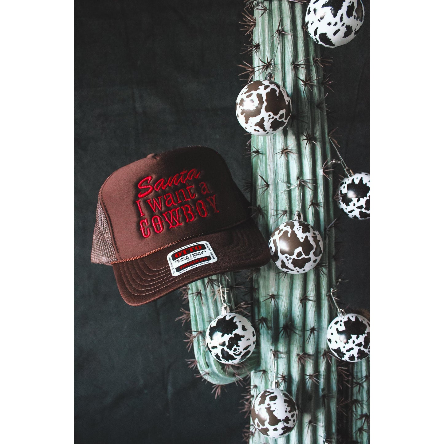 Santa I Want A Cowboy Brown Trucker Cap