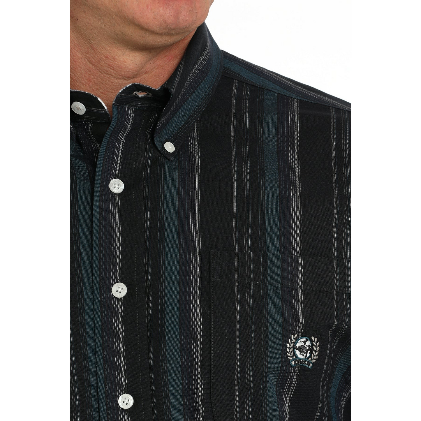 Cinch Men's Long Sleeve Oxford Stripe Shirt - Black