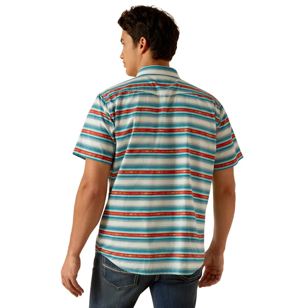 Ariat Men's Hadley Retro Fit Snap Short Sleeve Shirt - Delphinium Blue