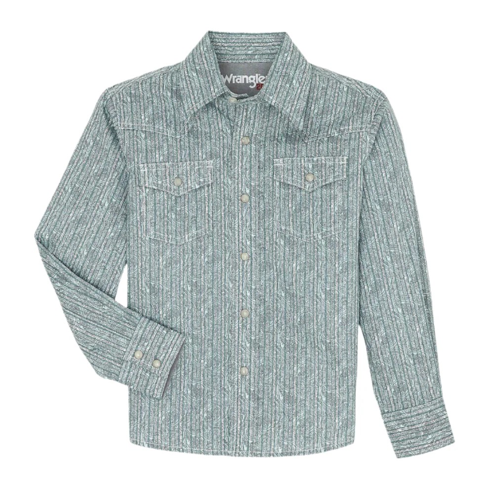 Wrangler Boy's 20X Advanced Comfort Long Sleeve Shirt - Turquoise