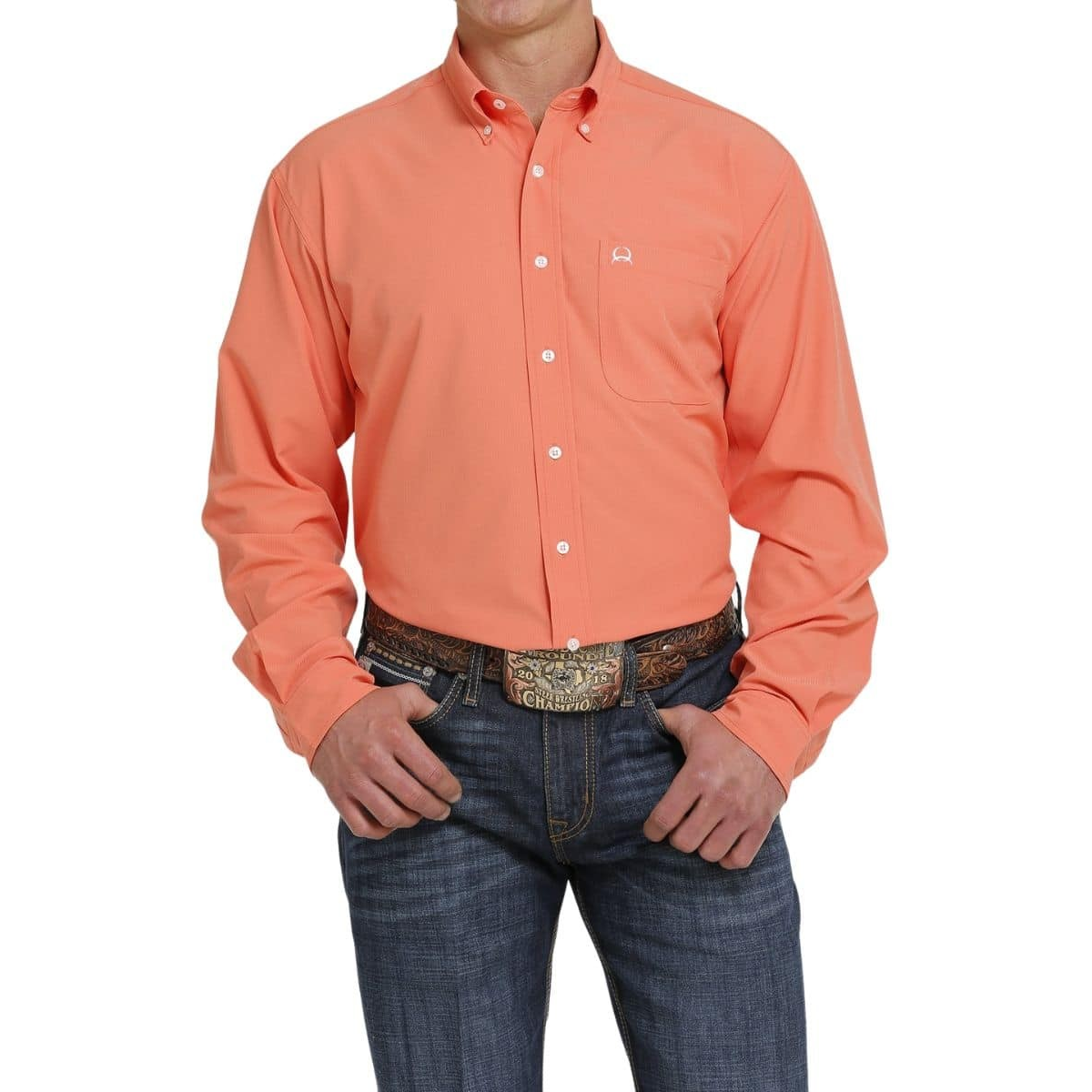 Cinch Men's LS Solid Arenaflex Shirt - Coral