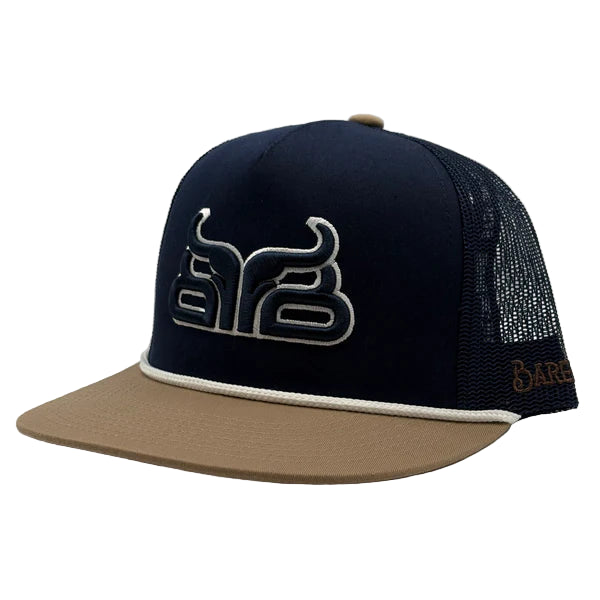 Baredown Brand Maverick Flat Bill Cap - Navy Blue/Tan