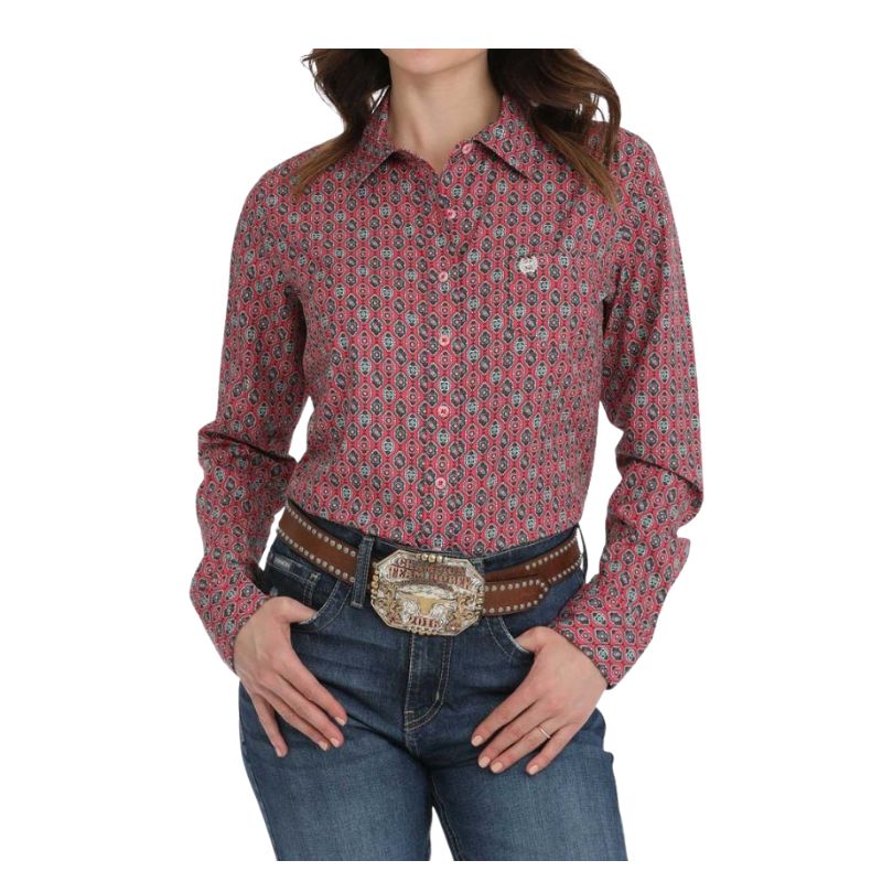 Cinch Women's Long Sleeve Arenaflex Shirt-Pink