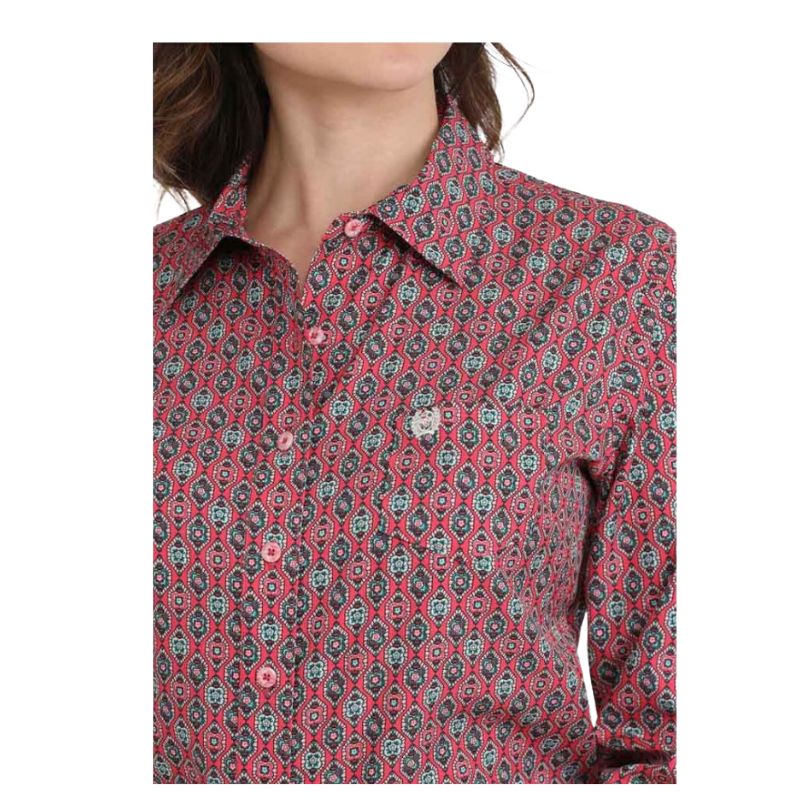 Cinch Women's Long Sleeve Arenaflex Shirt-Pink