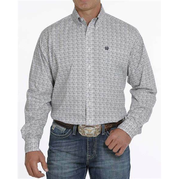 Cinch Men's LS Print Shirt - Cream