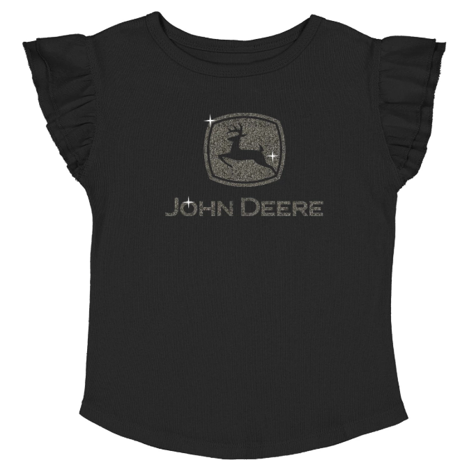 John Deere Toddler Glitter Logo Tee Shirt - Black