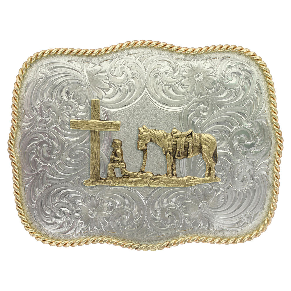 **Montana Silversmith German Silver Christian Cowboy Western Buckle