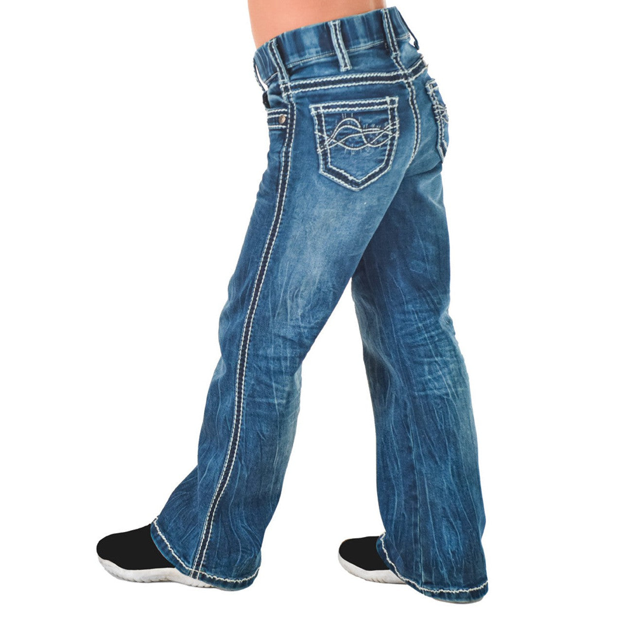 Cowgirl Tuff Girl's Pull On Hurricane Bootcut Jean - Medium Wash