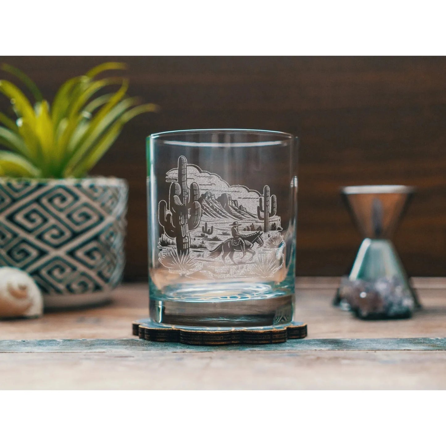 Benoit's Cowboy in the Desert Old Fashion Drinking Glasses
