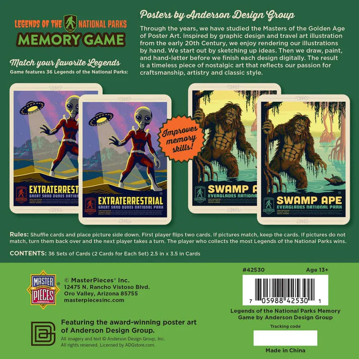 Masterpiece Legends of the National Parks Memory Game
