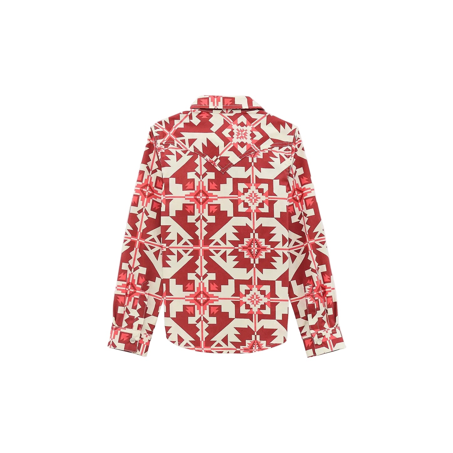 Wrangler Girl's Long Sleeve Geo Print Western Snap Shirt - Checotah Pink