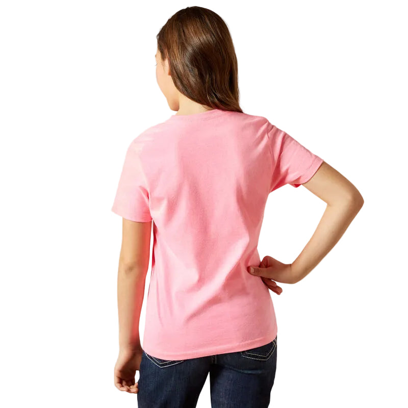 Ariat Girl's Spur Script Short Sleeve Tee Shirt - Pink Ice