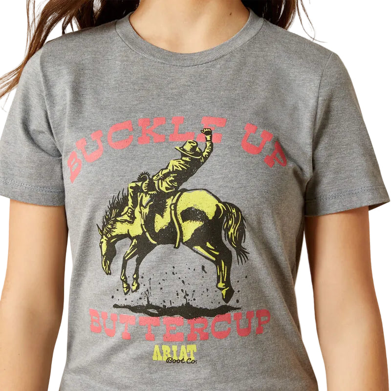 Ariat Girl's Ariat Buck Up Short Sleeve Tee Shirt - Ice Berg