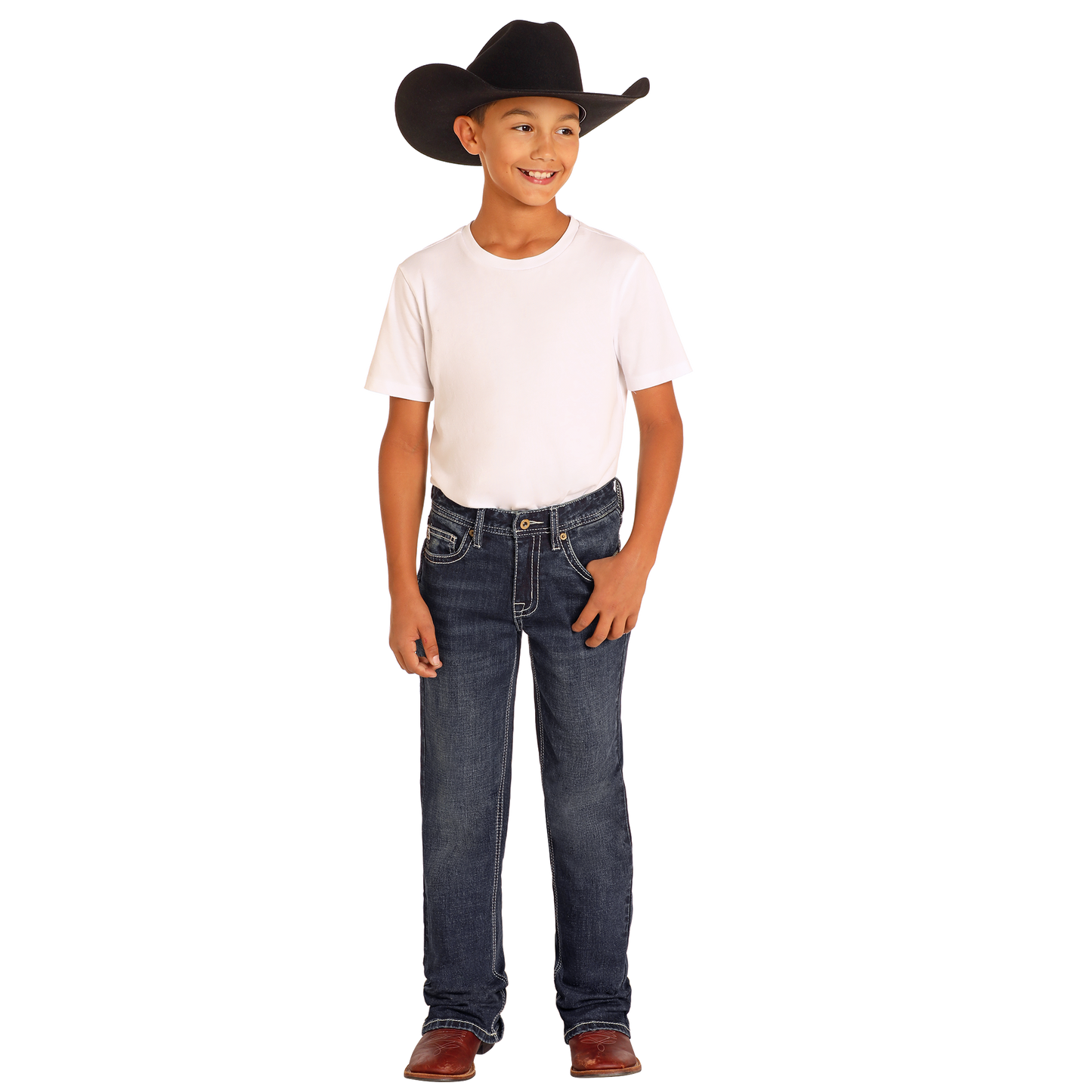 Hooey Boy's Raised Denim Bootcut Jeans - Dark Wash