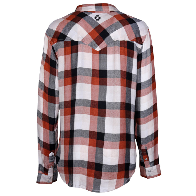Hooey Women's Loose Fitting Flannel Shirt - Orange/Navy/Cream