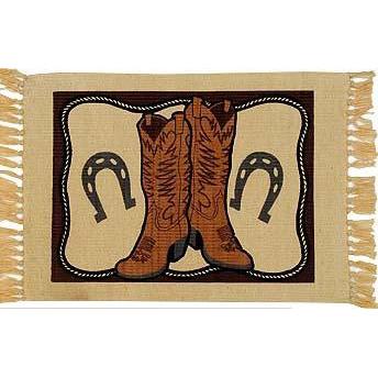El Paso Cotton Stencil Table 'Boots' Mat #17