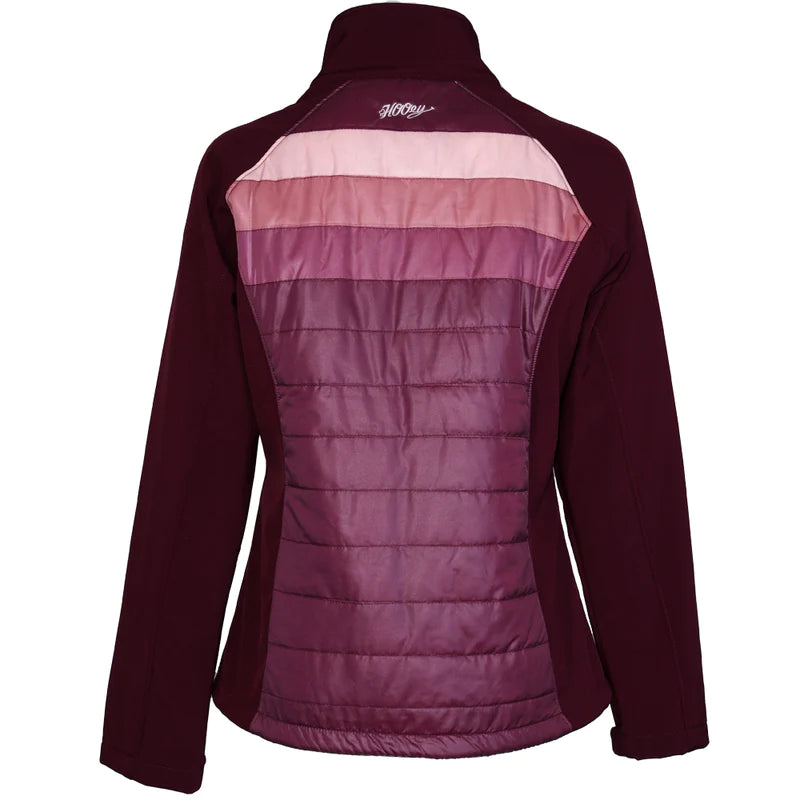 Hooey Women's Softshell Jacket - Maroon w/Pink & White Stripes