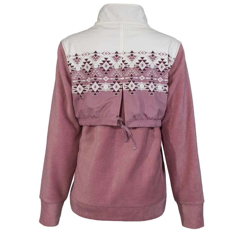 Hooey Women's Tech Fleece Jacket - Pink w/White Aztec