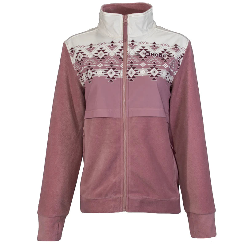 Hooey Women's Tech Fleece Jacket - Pink w/White Aztec