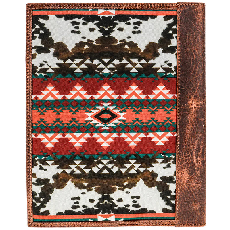 Hooey Ponderosa Leather Notebook Cover - Brown/Red/White