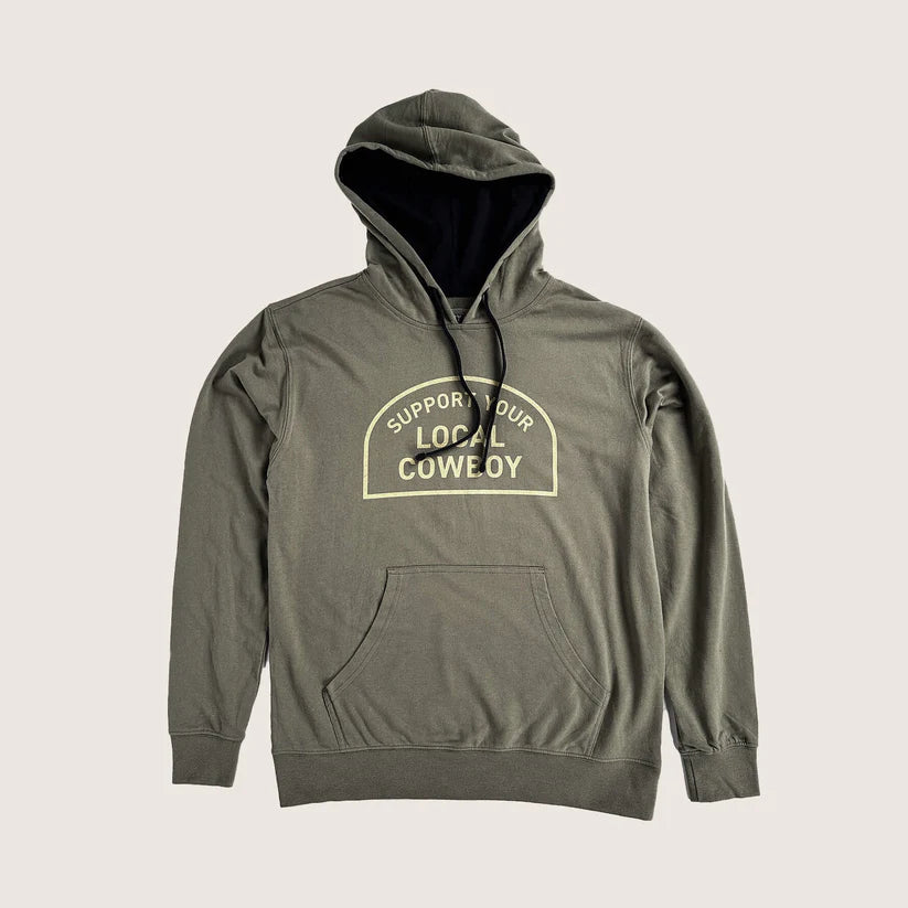 Cowboy Cool Support Your Local Cowboy Hoodie - Military Green/Black