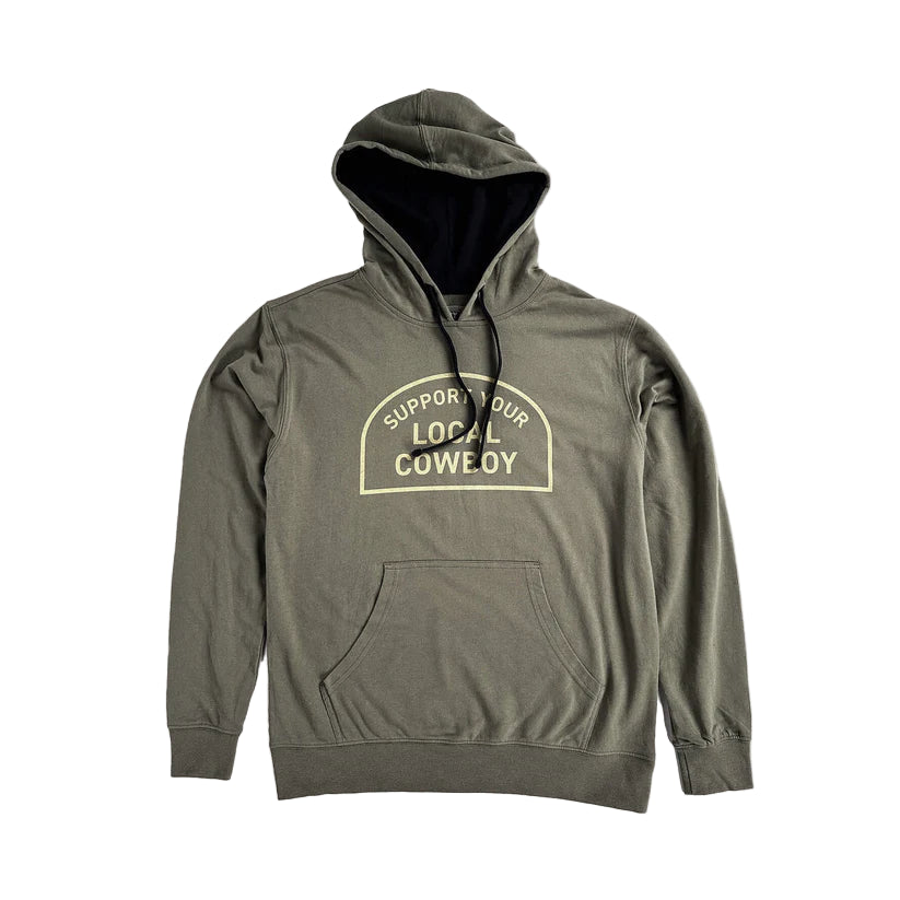 Cowboy Cool Support Your Local Cowboy Hoodie - Military Green/Black