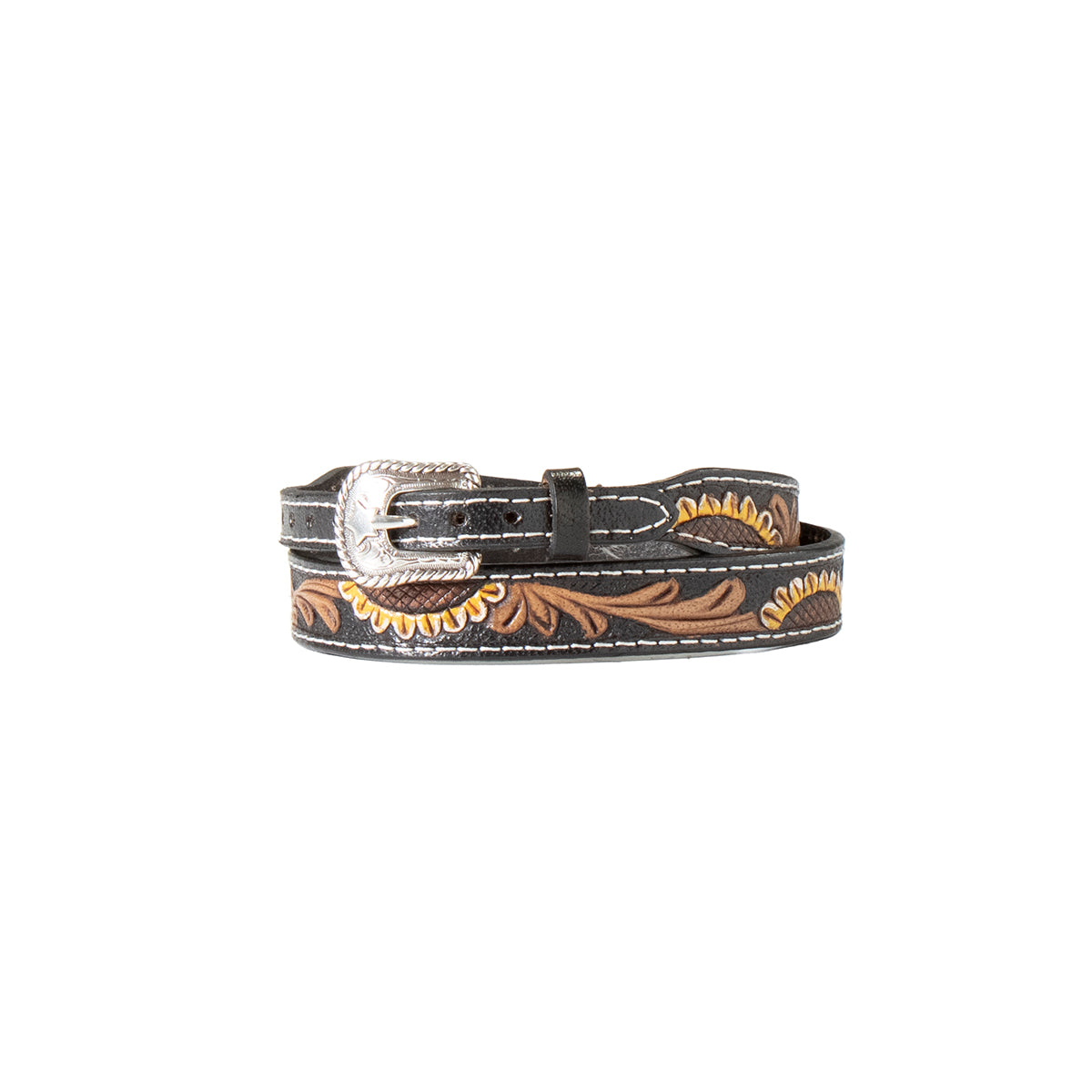 Hat Band Hand Tooled Sunflowers BK