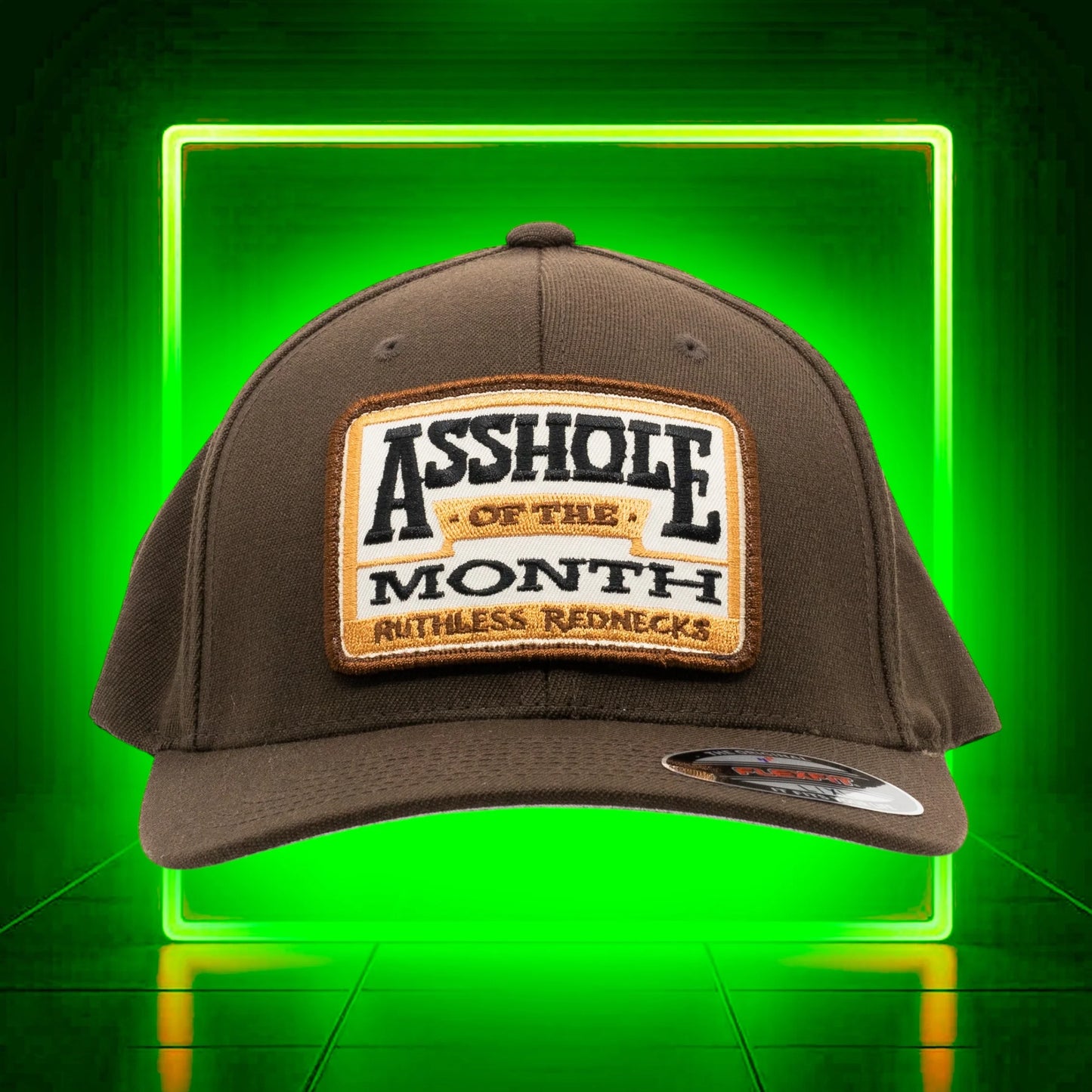 Ruthless Rednecks Flexfit Asshole of the Month Hat - Brown
