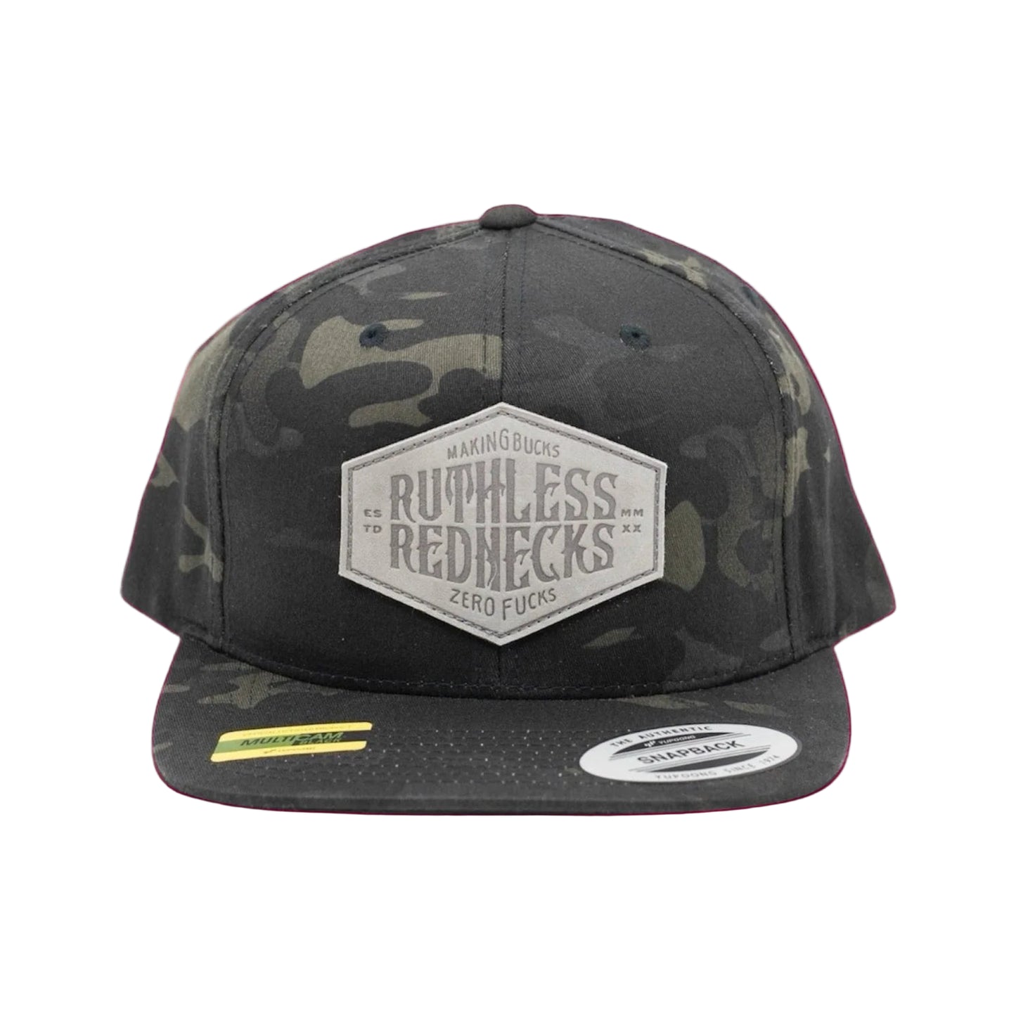 Ruthless Rednecks Hostile Patch Flat Brim Cap - Black Camo