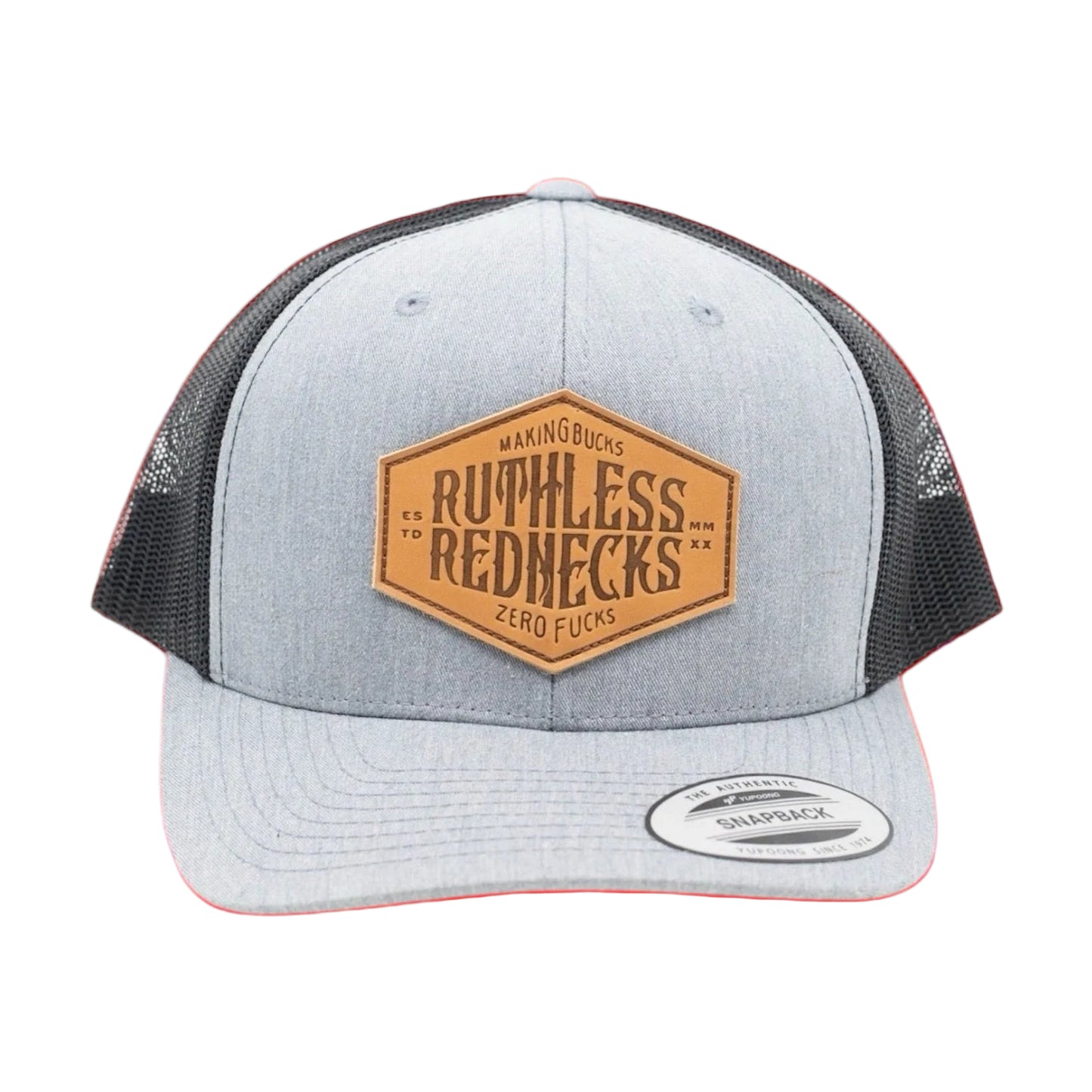 Ruthless Rednecks Hostile Patch Curved Brim Snapback Cap - Heather Gray