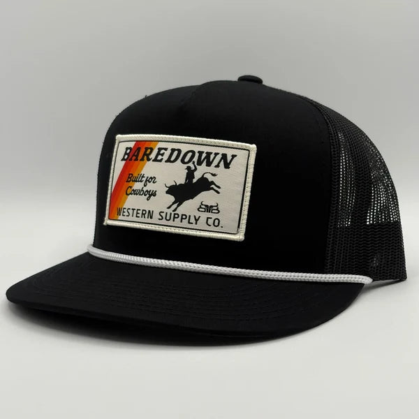 Baredown Brand Flat Bill Punchy Cap- Black