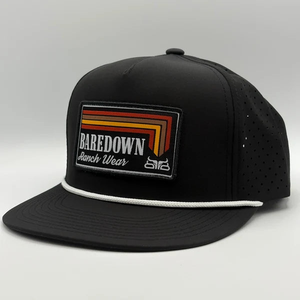 Baredown Brand Rio Grande Performance Series Flat Billed Cap- Black