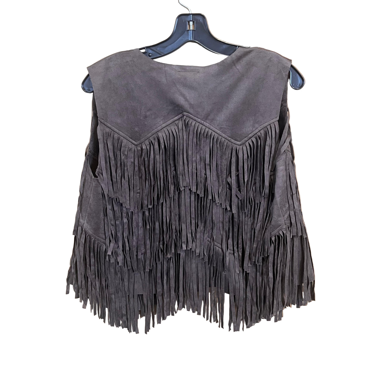 Vocal Apparel Suede Chevron Shape Fringe Vest- Assorted Colours