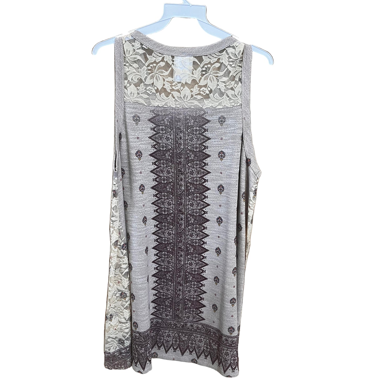 Vocal Apparel Crochet Lace Contrast Print Shirt- Assorted Colours