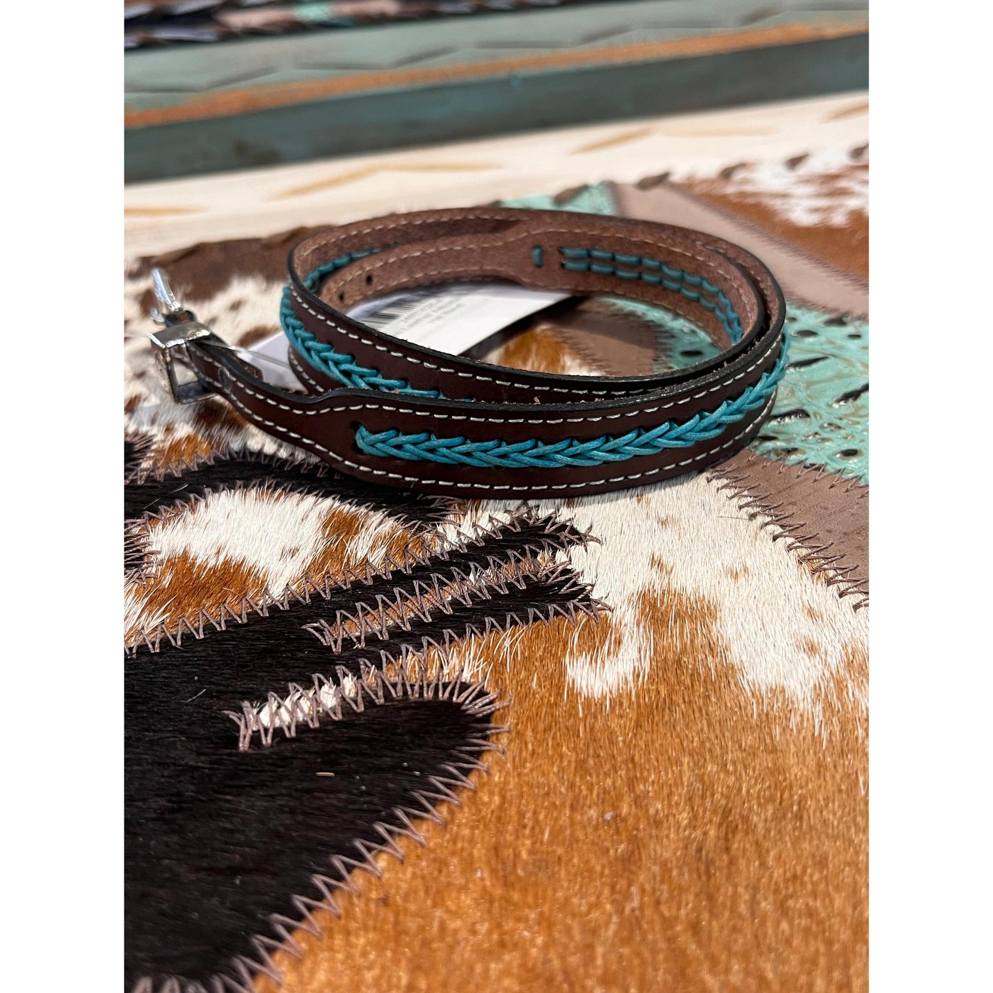 Western Leather Adjustable Buckle Hat Band