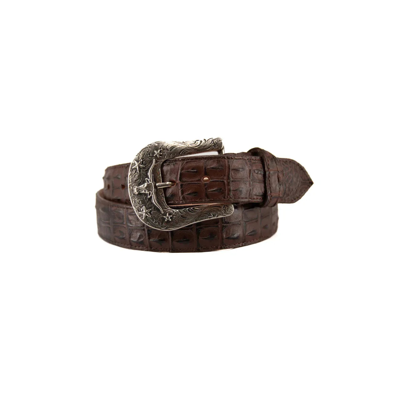 Rock'em Men's Caiman Hornback Cowboy Belt - Brown