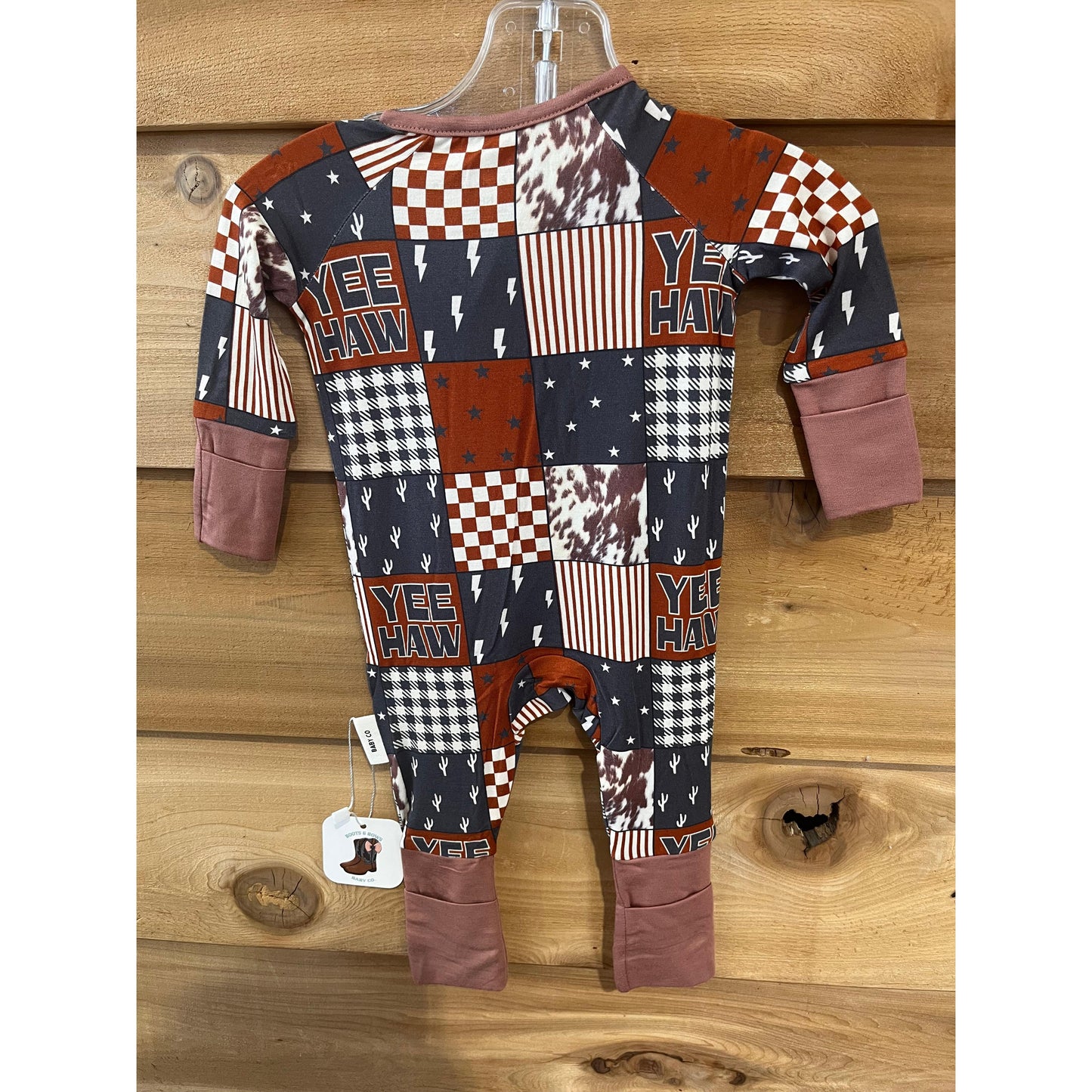Boots & Bows YeeHaw Squares Infant Sleeper