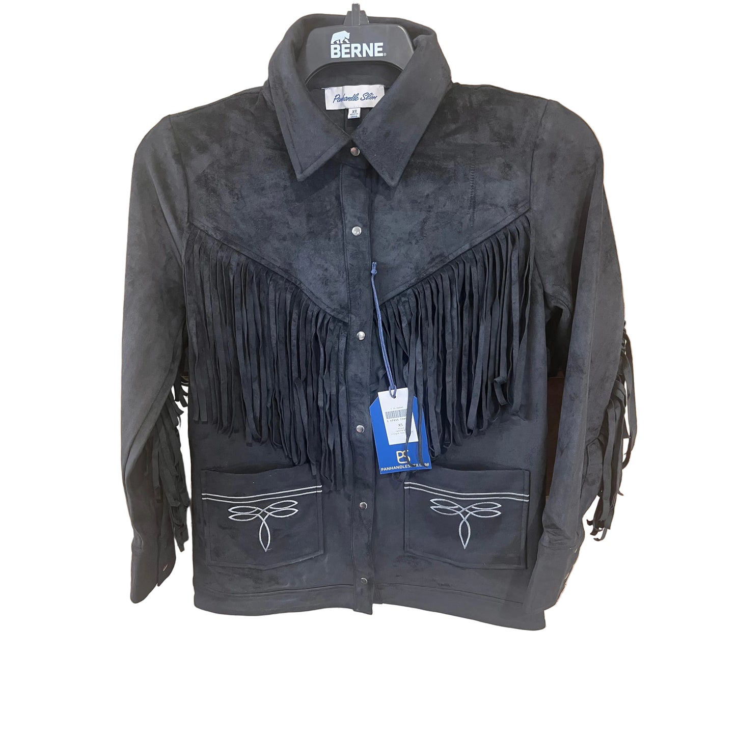 Rock & Roll Women's Fringed Yoke Shacket - Black