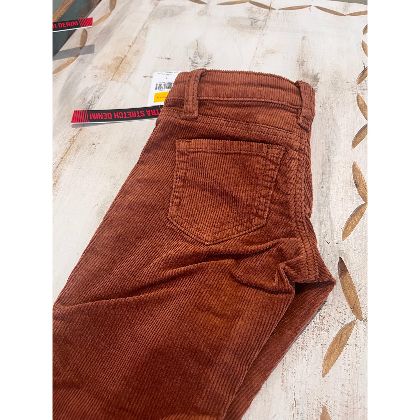 Rock & Roll Girls Brick Button Flare Corduroy Pants - Rust