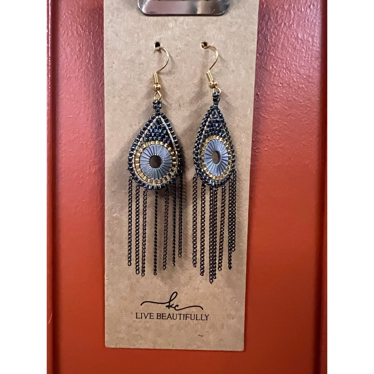 Live Beautifully Earrings - Woven Beaded