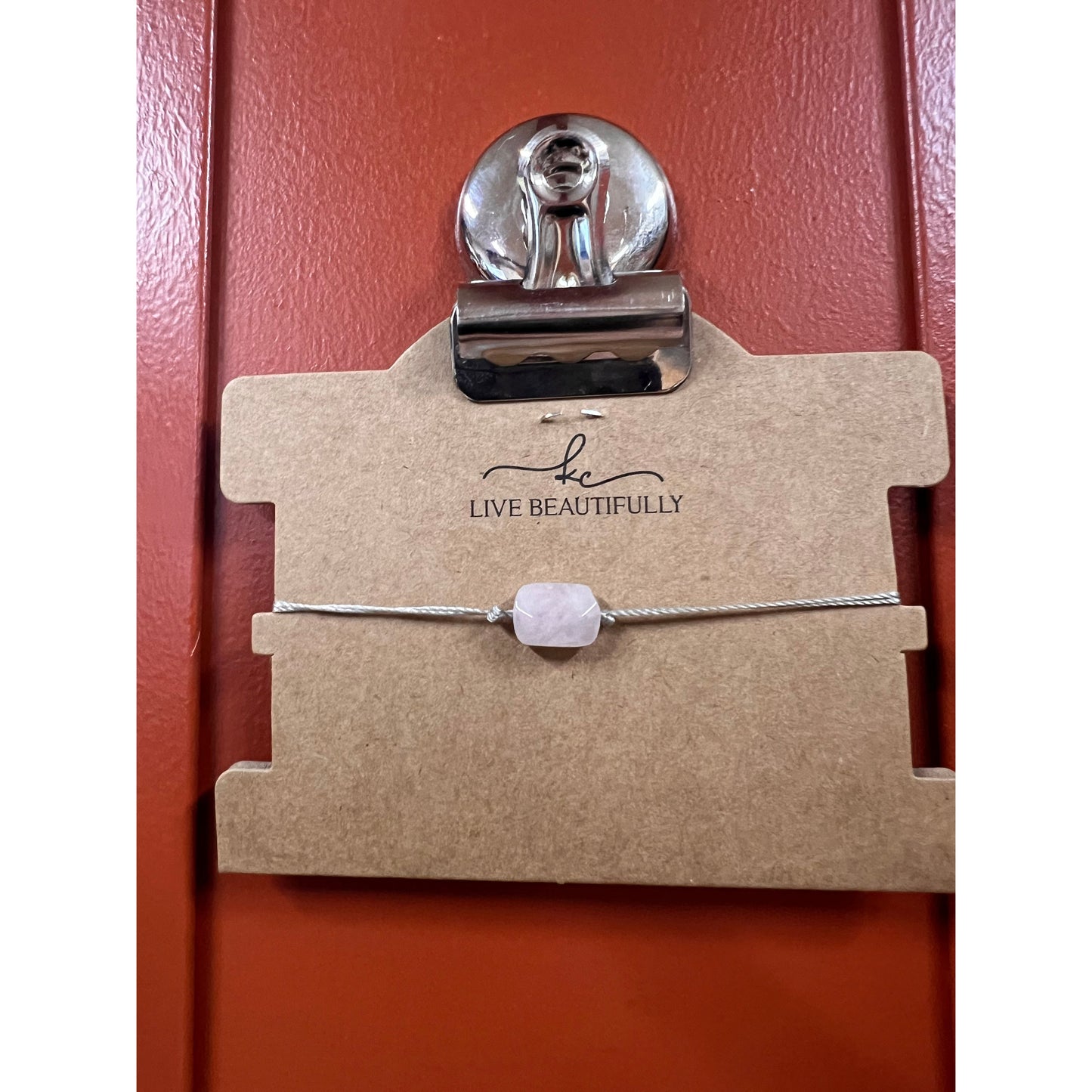 Live Beautifully Bracelet - Single Pink Stone