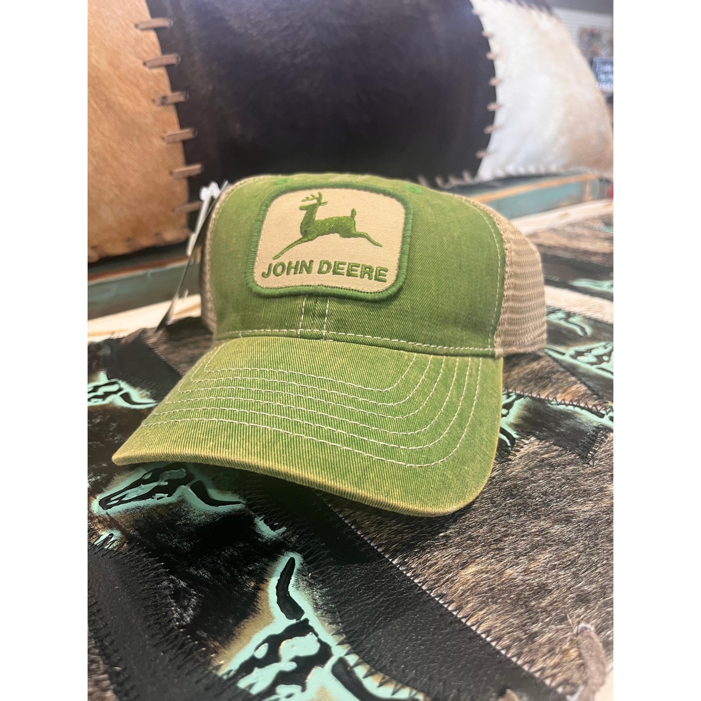 John Deere Large Logo Cap - Green/Ivory