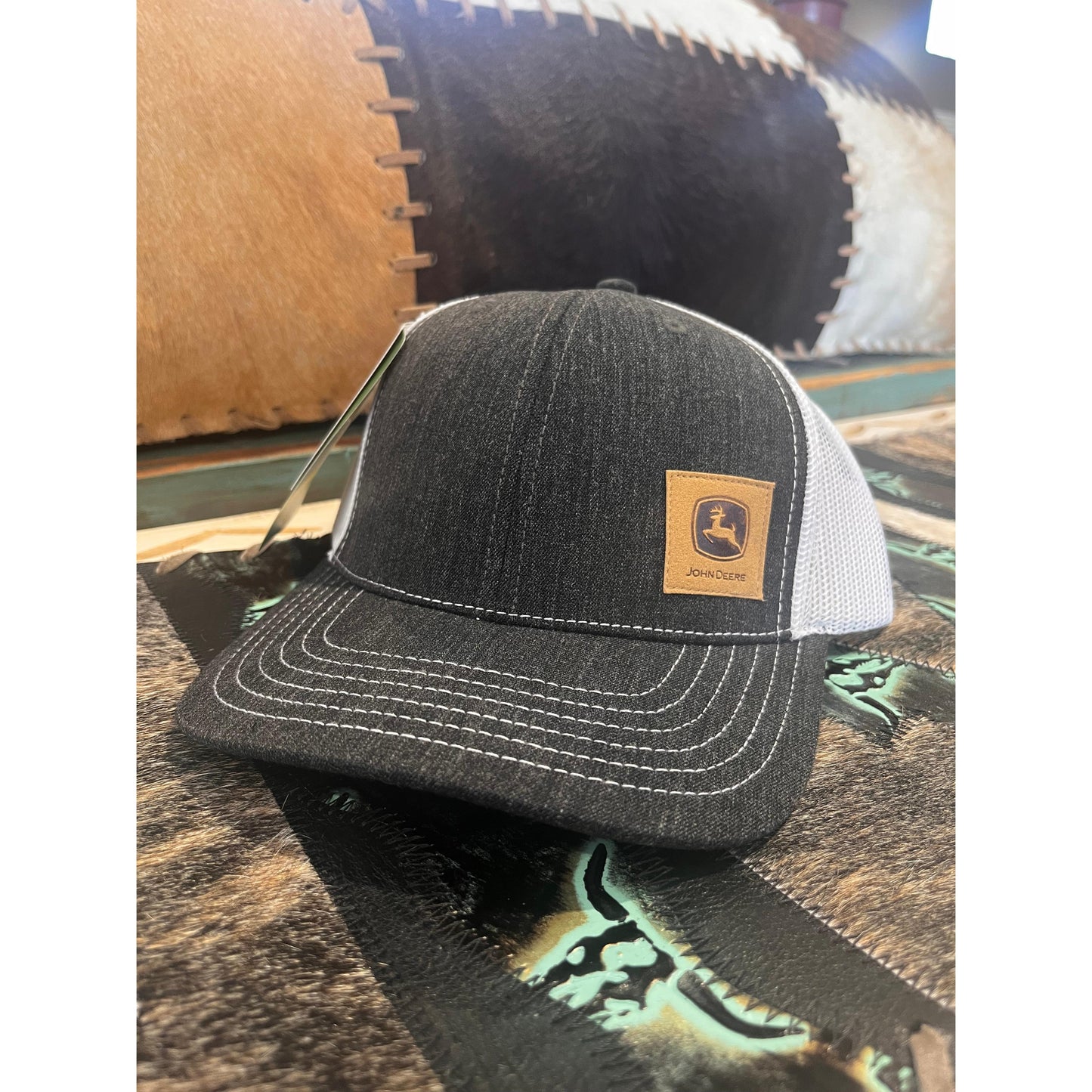 John Deere Suede Logo Cap - Black/White