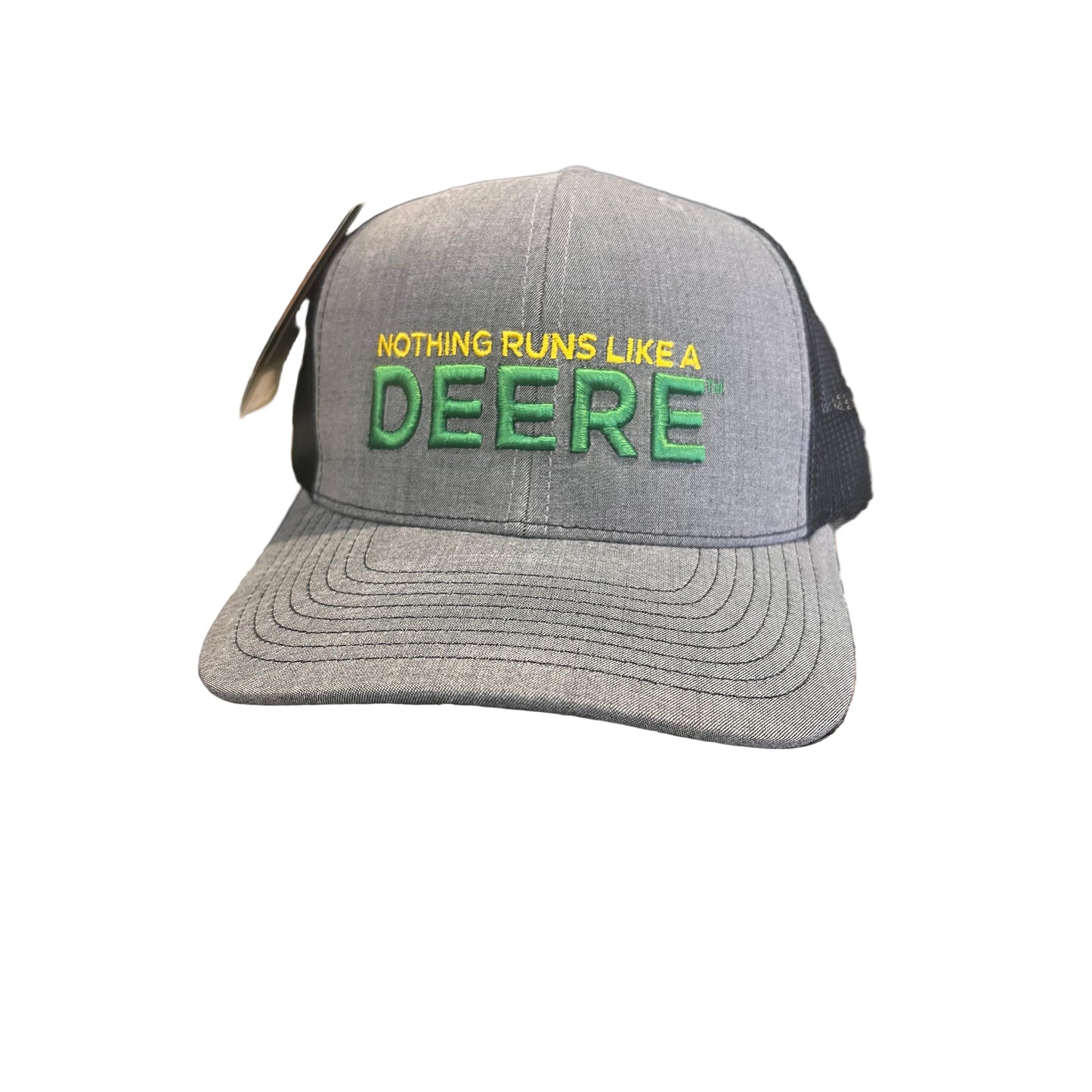 John Deere Nothing Runs Like a Deere 3D Embroidered Cap - Heather Grey/Black