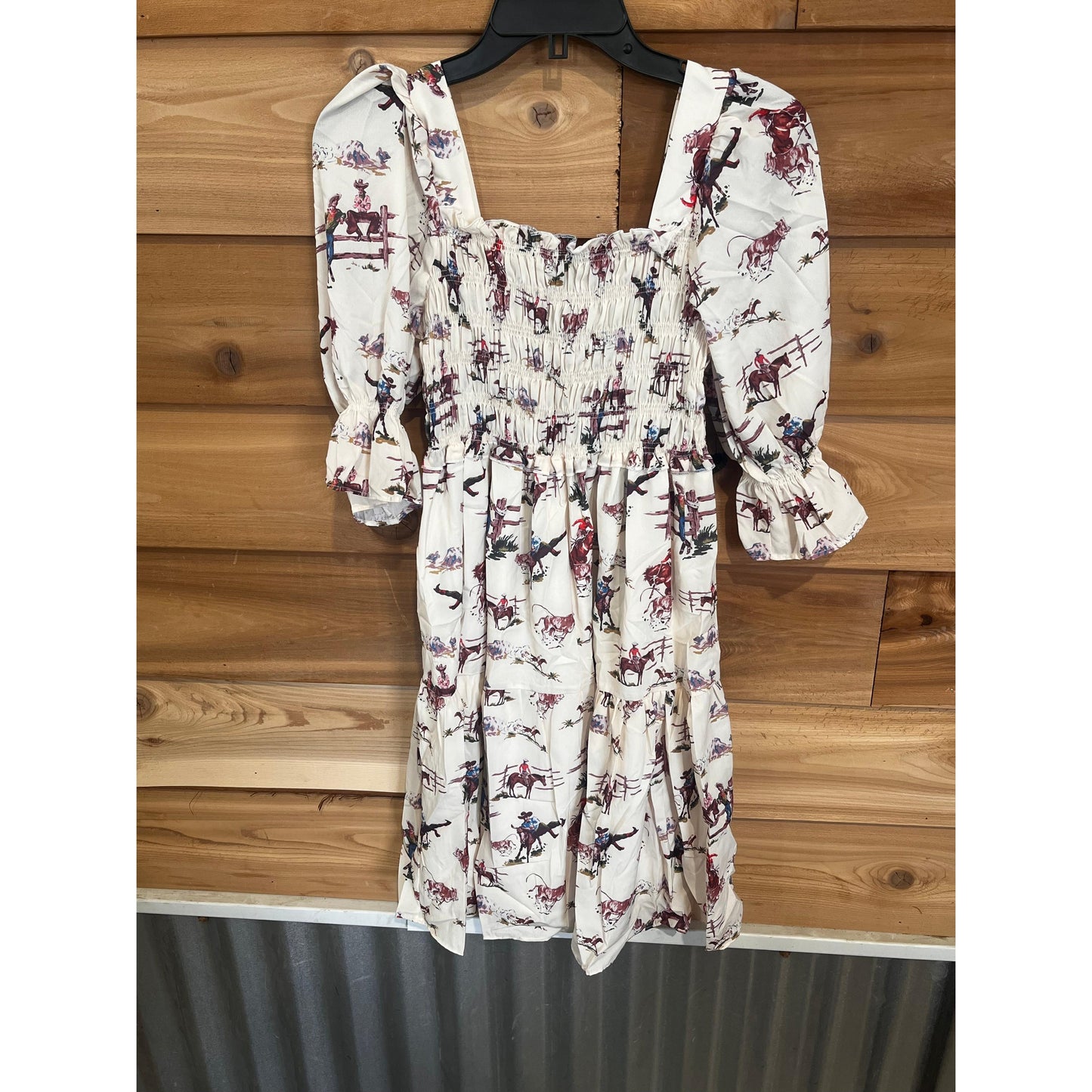 Fashion Express Women's Western Dress- Beige