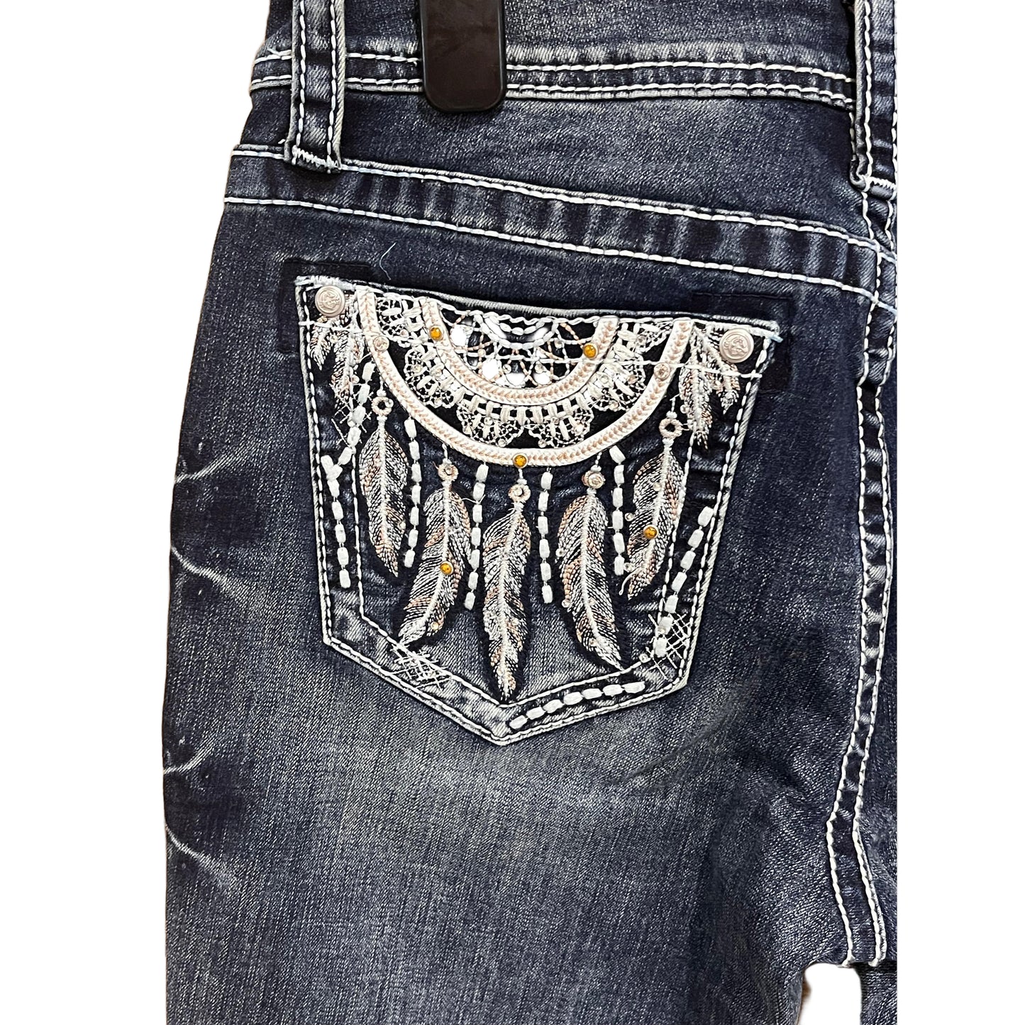 Grace in LA Women's Midrise Feather Bootcut Jeans