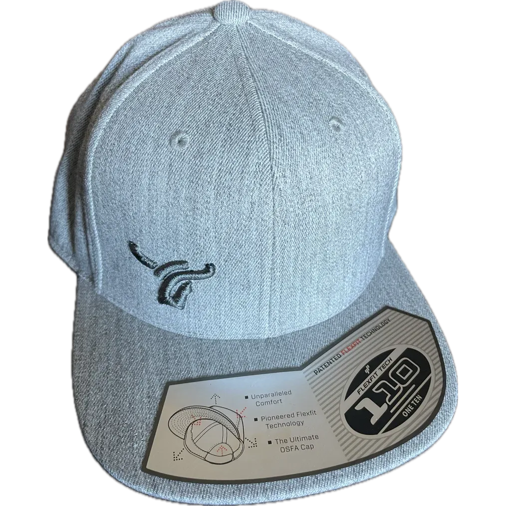 B8 Ranch Apparel Flat Brim Flexfit with Small Logo - Heather Gray