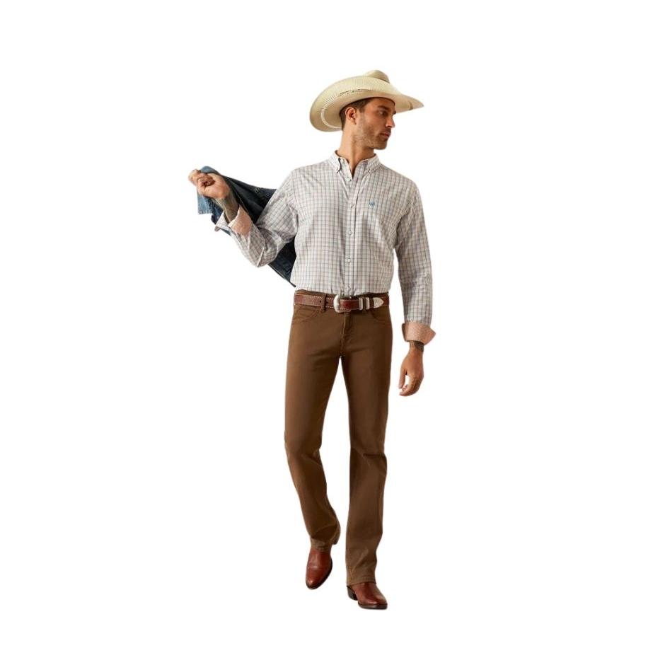 Ariat Men's Long Sleeve Wrinkle Free Brendon Fitted Shirt - Light Brown