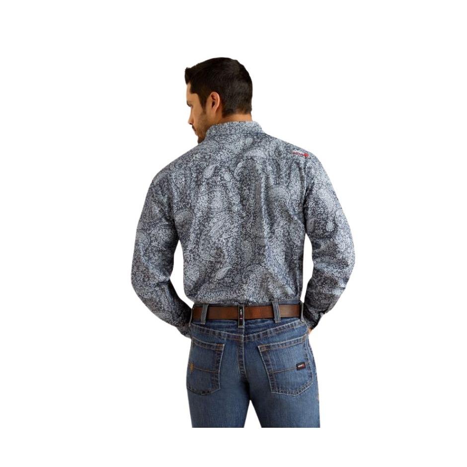 Ariat Men's Flame Resistant Long Sleeve Pacific Snap Work Shirt - Navy